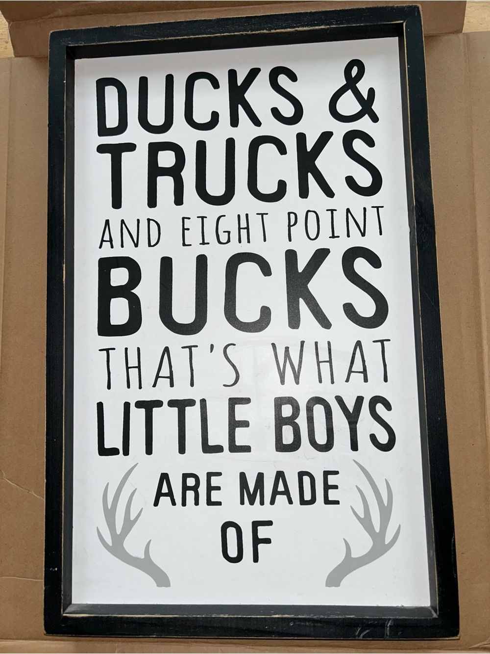Trucks and ducks and eight point bucks. That’s what little boys are made of.